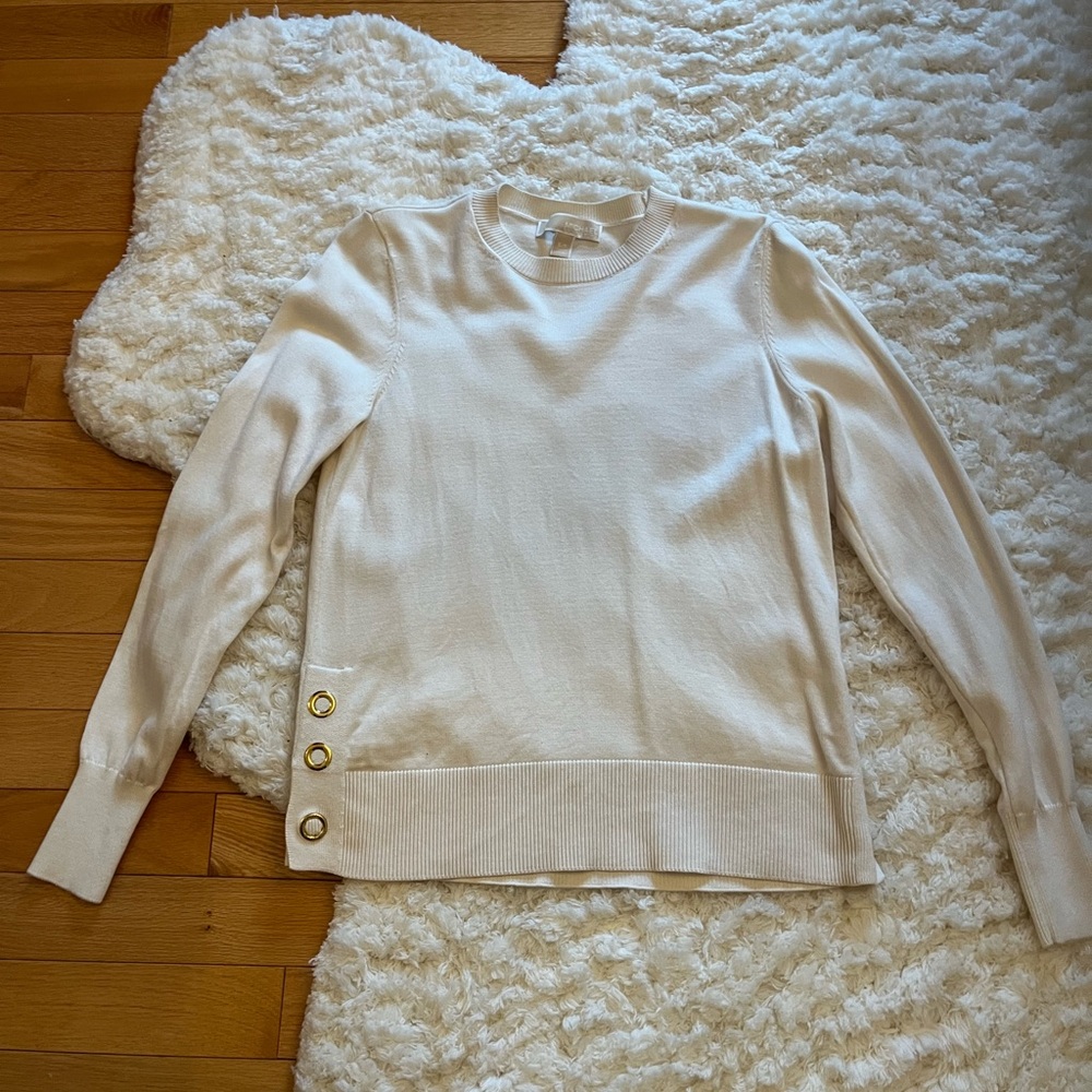 Michael Kors Cream Sweater with Gold Buttons